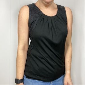 Ann Taylor Loft Black Lace Trimmed Tank Top Small